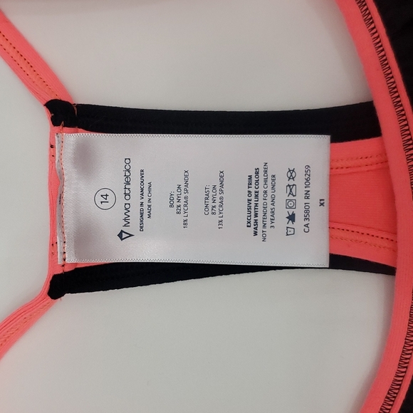 Ivviva/lululemon athletica size 14 black and coral tank - Picture 3 of 6